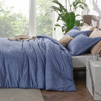 Bedsure King Size Comforter Set - Infinity Blue Soft Bedding for All Seasons, Cationic Dyed Bed Set, 3 Pieces, 1 King Size Comforter (104"x90") and 2 Pillow Shams (20"x36"+2")