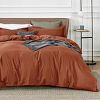 Bedsure Duvet Cover King Size - Soft Double Brushed Bedding Set for Kids & Adults, Zipper Closure, 3 Pieces, Includes 1 Duvet Cover (104"x90") & 2 Pillow Shams, NO Comforter, Terracotta