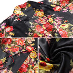 Women's Floral Satin Robes Bride Bridesmaid Getting Ready Robe Short Silky Kimono Sleepwear for Wedding Party