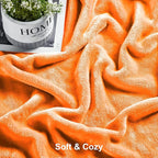 DREAMNINE Super Large Soft Fall Fluffy Fleece Bed Blanket Queen Size 90" x 90", Luxury Decorative Fuzzy Halloween Blanket for Bedroom,Big Cozy Shaggy Warm Flannel Blankets for Winter Autumn Pet,Orange