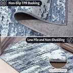 Area Rug 8x10 Washable Rugs Modern Abstract Blue Area Rug Soft Non-Slip Non-Shedding Faux Wool Stain Resistant Floor Carpets for Living Room Bedroom Dining Room Kids Room Home Office