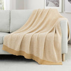 Carriediosa Heather Throw Blanket 50" X 60", 400GSM Ultra Soft Microfiber Fuzzy Fluffy Reversible Knitted Blankets Cozy Plush Lightweight and Warm Fall Throws for Couch, Bed, Sofa, Yolk Yellow