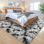 Noahas Large Fluffy 5x8 Area Rugs for Living Room Bedroom,Fuzzy Black and White Thick Shag Throw Rug,Big Soft Shaggy Bedside Non-Slip Plush Dorm Nursery Kids Carpet