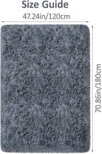 Fluffy Rugs for Bedroom 4x6 Grey Shaggy Rug for Living Room Soft Fur Rug Non Slip Modern Indoor Furry Floor Carpet Washable Plush Fuzzy Kids Area Rug for Nursery Baby Teen Dorm Room
