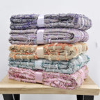 Multicolored Chenille Knitted Throw Soft Cozy Fluffy Reversible Boho Plaid Throw Blanket with Tassels for Couch Chair Bed Cover Living Room Bedroom Décor, 50" x 60", Gray Blue