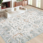 XLUEZ Area Rug 10x14 Living Room Rugs, Machine Washable Vintage Distressed Boho Area Rug Non-Slip Soft Low Pile Large Indoor Rugs for Bedroom Kitchen Dining Room Office(Brown Green,10'x14')