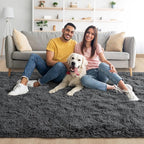 Noahas Fluffy Bedroom Rug,3x5 Feet Plush Fuzzy Dark Grey Area Rugs for Living Room, Non Slip Thick Soft Shaggy Nursery Furry Floor Dorm Kids Carpet