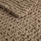 Madison Park Chenille Chunky Knit Handmade Throw Blanket, Luxuriously Soft Gift Blankets, Cottage Style Room Décor, Lightweight & Breathable All Seasons Throw Blanket for Couch, 50" W x 60" L Brown