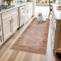 3x6 Washable Kitchen Runner Rug - Non Slip Stain Resistant Low-Pile Thin Wide Carpet Runners for Entryway Hallway Bathroom Bedside,Modern Neutral Abstract(Warm Taupe,3x6)