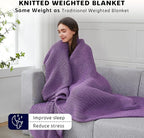 L'AGRATY Knitted Weighted Blanket - 60"x80" 20lbs Cooling Chunky Knit Heavy Blanket for Adults Braided Crochet Throw Thick Cable Yarn Knit Decorative No Beads Evenly Weighted Machine Washable