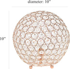 Elegant Designs LT1067-RGD 10" Elipse Crystal Collection Metal Crystal Ball Sequin Table Desk Lamp for Accent Lighting, Décor, Living Room, Rose Gold