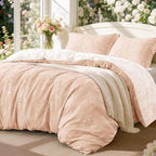 Love's cabin Dusty Rose Pink King Size Comforter Set - King Comforter Set, 3 Pieces Cute Floral Bedding Sets for All Seasons,1 Soft Reversible Botanical Flowers Comforter and 2 Pillow Shams