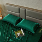 Blackish Green King Size Satin Pillowcase Set of 2 for Hair and Skin,Blackish Green Silk Pillowcase Breathable Pillowcase with Envelope Closure
