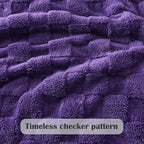 NEWCOSPLAY Super Soft Twin Blanket Purple Premium Silky Flannel Fleece 3D Checkered Lightweight Bed Blanket All Season Use (Purple Checkered, Twin(60"x80"))