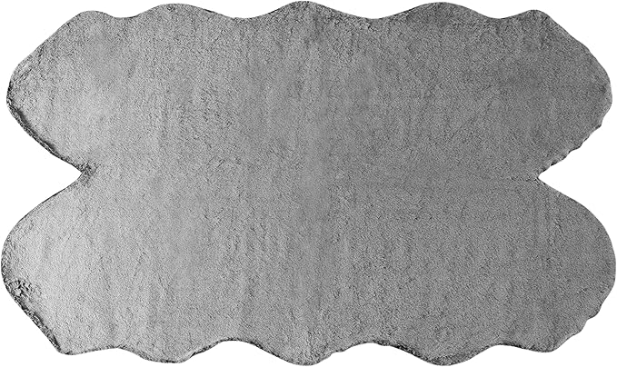 Walk on Me Faux Rabbit Area Rug - Plush, Fur Skin, Sheepskin, Suede Hide, 100% Polyester, Washable Animal Rug - Extreme Comfort, Softness, Stylish - Living Room & Dining Area (36"x60", Black/White)