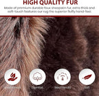 LAMBZY Bear Skin Rug Super Soft Fluffy Faux Fur for Bedroom Floor Sofa Living Room High-Density Plush Shaggy Carpet Sofa Cover Bedside Sheepskin Rug (3'x5', Brown)