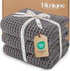 Waffle Knit Throw Blanket, Luxury Cozy Chunky Knit Throw Blanket for Couch, 50 x 60 Inch Thick Ultra-Soft Feather Yarn Knitted Blanket for Sofa, Bed, Home Decor - Grey