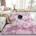 OLANLY Area Rugs for Living Room Bedroom, Machine Washable 3x5 Feet Soft Fluffy Shaggy Bedside Rug, Indoor Floor Carpet for Kids Girls and Boys, Nursery Room, Home Decor Aesthetic, Dusty Pink Tie-dye