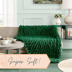 Adyrescia Chunky Knit Blanket Throw | 100% Hand Knit with Jumbo Chenille Yarn (50"x60", Forest Green)