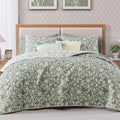 BLOOMHAVEN Quilt Set Twin Size, Green Floral Quilt Sets, Reversible Bedspread Lightweight and Breathable for All Seasons, Soft Quilted Bedspread with 1 Pillow Sham