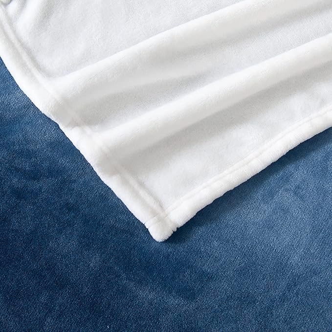 Elegant Comfort Luxury Velvety Feel Blanket, All-Season Lightweight Blanket, Ultra Plush, Soft, Cozy-Fuzzy Flannel Fleece for Couch, Sofa, Bed, Travel, Ombre Design, King/California King, Blue