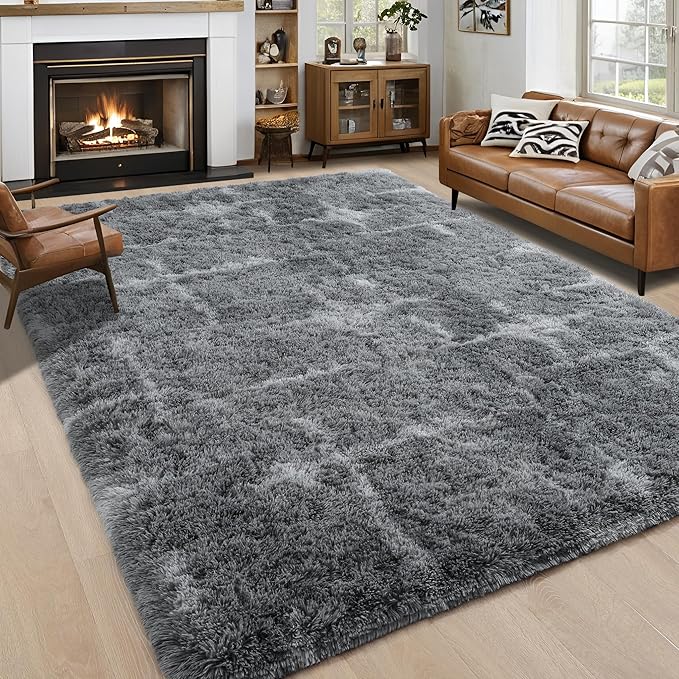 Noahas Large Fluffy 5x8 Area Rugs for Living Room Bedroom,Soft Grey Thick Shag Throw Rug,Big Shaggy Bedside Non-Slip Plush Dorm Nursery Kids Carpet