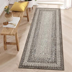 Runner Rug 2x8 Machine Washable Hallway Runner Rug Entryway Long Runner Carpet Braided Printed Throw Mat Non Slip Kitchen Mat Living Room Rustic Carpet for Bedroom Dining Room, Mocha