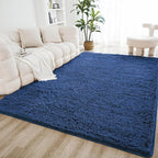 Litanika 6x9 Shag Area Rug for Living Room Bedroom, Dark Blue High Pile Ultra Soft Plush Shaggy Furry Bedside Playroom Dorm Carpet, Non-Slip, Non-Shedding Modern Indoor Floor Rug