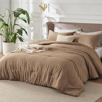 Bedsure Twin/Twin XL Comforter Set - Brown Soft Bedding for All Seasons, Cationic Dyed Bed Set, 2 Pieces, 1 Twin Size Comforter (68"x88") and 1 Pillow Sham (20"x26"+2")