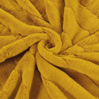 Striped Throw Blanket and Pillow Covers Set (No Inserts) for Couch and Bed, Plush Warm Lightweight Fuzzy Faux Fur Blanket for All Seasons (60" x 80", Mustard Yellow)