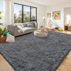 OLANLY 10x14 Machine Washable Large Area Rugs for Living Room, Bedroom, Soft Fluffy Shaggy Bedside Rug, Indoor Floor Carpet for Kids Girls and Boys, Dorms, Nursery, Home Decor Aesthetic, Grey