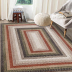 RUGSREAL 9x12 Braided Rug Washable Living Room Rug Modern Braid Printed Large Bedroom Rug with Rubber Backing Farmhouse Accent Large Carpet for Dining Room Home Decor Office, Crimson/Earthy