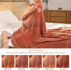 Blagic Knitted Throw Blanket for Couch Soft Farmhouse Boho Throw Blanket with Tassels Home Decorative Lightweight Throw Blankets,Maple Brown Throws for Bed/Chair/Sofa, Stripe Textured,50" W x 60" L