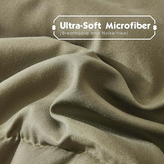 HIG 3pc Dark Olive Queen Size Comforter Set - All Season Reversible Down Alternative Comforter with Two Shams - Quilted Duvet Insert with Corner Tabs - Box Stitched Blanket - Breathable, Soft, Fluffy