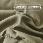 HIG 3pc Dark Olive Queen Size Comforter Set - All Season Reversible Down Alternative Comforter with Two Shams - Quilted Duvet Insert with Corner Tabs - Box Stitched Blanket - Breathable, Soft, Fluffy