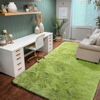 Grass Green Area Rugs for Bedroom, Fluffy Shag Plush Rug 5x7 for Kids Room Living Room Baby Nursery Decor Aesthetic, Cute Fuzzy Floor Furry Cool Shaggy Fuzzy Moss Carpet for Dorm Classroom Playroom