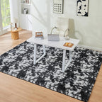 Litanika 5x8 Fluffy Shag Faux Fur Area Rug for Living Room Bedroom, Tie-Dyed Black White High Pile Soft Plush Shaggy Furry Bedside Playroom Dorm Carpet, Non-Slip, Non-Shedding Modern Indoor Floor Rug