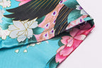 Women's Short Kimono Robes Bride and Bridesmaid Satin Floral Bathrobe Peacock Sleepwear Dressing Gown for Wedding Party