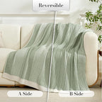 Amélie Home Premium Chenille Throw Blanket, Soft Cozy Luxury Two-Tone Knit Blanket for Couch, Sofa, Chair, Home Decor, Sage Green & Ivory 50"x60"