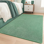 Keeko Soft Rugs for Bedroom, 3x5 Living Room Area Rug Washable Memory Foam Small Entryway Throw Rugs Low Pile Minimalist Non Slip Bedside Rug Carpet for Kids Nursery Dorm Room Decor Green