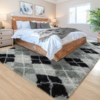 Noahas Fluffy 4x6 Area Rugs for Bedroom Living Room,Fuzzy Black and Grey Thick Shag Throw Floor Carpet,Soft Shaggy Bedside Non-Slip Plush Dorm Nursery Kids Rug