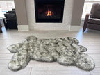 LAMBZY Bear Skin Rug Super Soft Fluffy Faux Fur for Bedroom Floor Sofa Living Room High-Density Plush Shaggy Carpet Sofa Cover Bedside Sheepskin Rug (3'x5', White/Black)