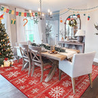 XLUEZ Christmas Area Rug 6x9 Living Room Rugs, Machine Washable Boho Christmas Tree Snowflake Rug Non-Slip Soft Low Pile Holiday Indoor Rugs for Bedroom Kitchen Dining Room Office(Xmas Red, 6'x9')