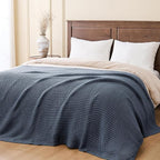 Chunky Knit Dusty Blue Throw Blanket Soft Cozy Decorative Blanket for Couch Sofa Bed Living Room,Spring Throw 60"x80"