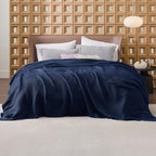 Bedsure Gentlesoft 100% Cotton Blanket King Size for Bed - Breathable and Soft for Spring Summer, Thick Cozy Waffle Weave Blanket Gifts for Women, Pageant Blue, 104x90 inches