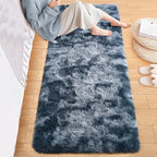 ISEAU Runner Rug for Bedroom, 2x6 Feet Shag Area Rug with Upgrade Non Slip, Fluffy Carpet Runner for Hallway, Fuzzy Soft Living Room Rugs for Boys Bedroom Decor, Dark Blue