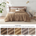 Bedsure Queen Comforter Set - Brown Soft Bedding for All Seasons, Cationic Dyed Bed Set, 3 Pieces, 1 Queen Size Comforter (90"x90") and 2 Pillow Shams (20"x26"+2")