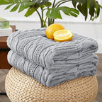 Aormenzy Cable Knit Throw Blankets 30 x 40 Inches, Soft Cozy and Lightweight Knitted Blanket, Machine Washable 100 Percent Acrylic Blanket, Decorative Throw Blanket for Couch Sofa Bed, Silver Grey