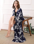 Aensso Long Soft Lightweight Silky Kimonos Robes for Women, Luxury Japanese Floral Womens Kimono Robe