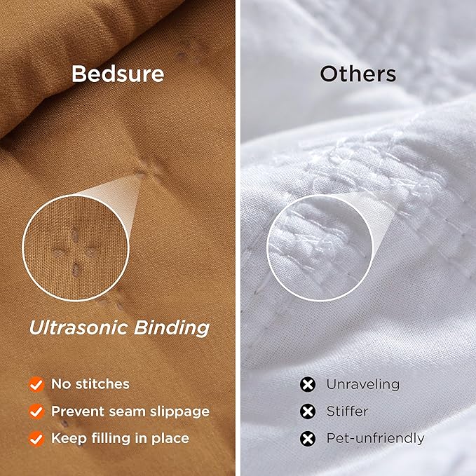 Bedsure King Quilt - Honey Ginger Bedspread King Size & Lightweight Comforter, Boho Coverlet with Clover Pattern, Ultra Soft All-Season Bedding, 106 x 96 Inches | Stitch-Free Quilting, Ultra Soft, Lightweight, Machine Washable, Pet-Friendly
